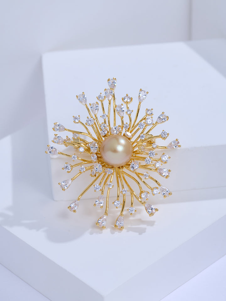 Broche de perla dorada de los Mares del Sur de máximo brillo WC00150