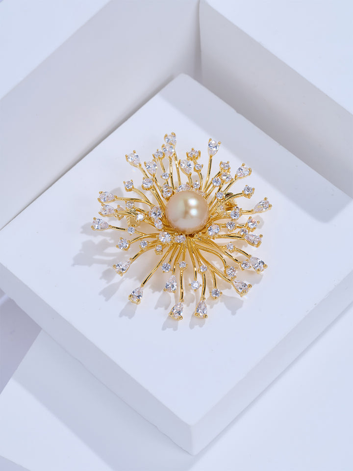 Broche de perla dorada de los Mares del Sur de máximo brillo WC00150