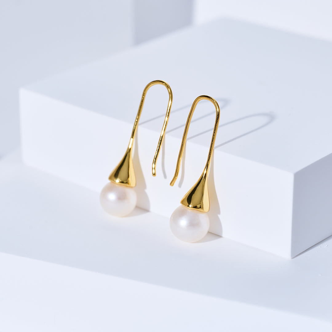 أقراط لؤلؤ المياه العذبة الأنيقة WE00044