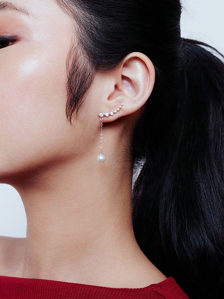 Pendientes elegantes de perlas de agua dulce WE00048