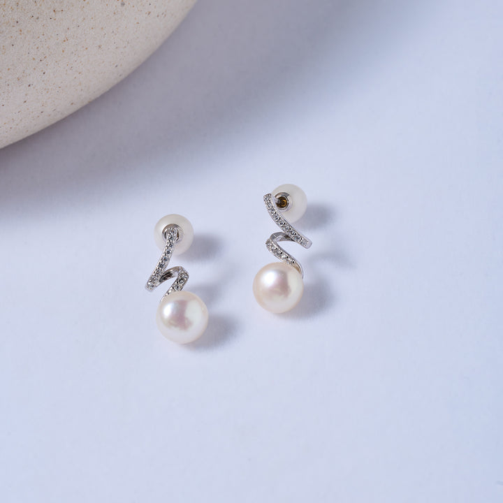 Boucles d'oreilles élégantes en perles d'eau douce WE00115 | Collection S