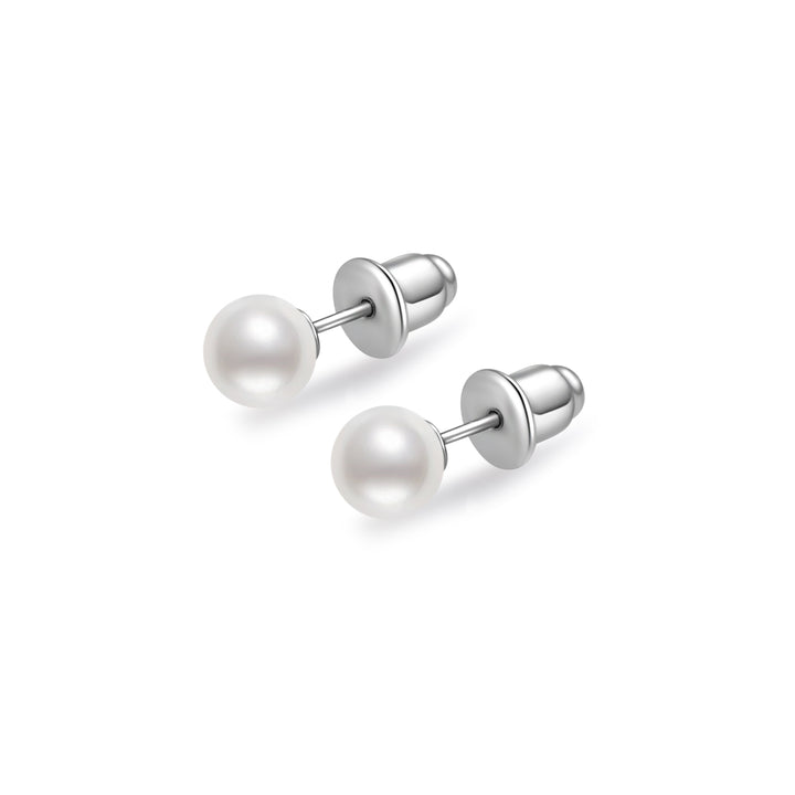Elegant Freshwater White Round Pearl Stud Earrings WE00708 - PEARLY LUSTRE