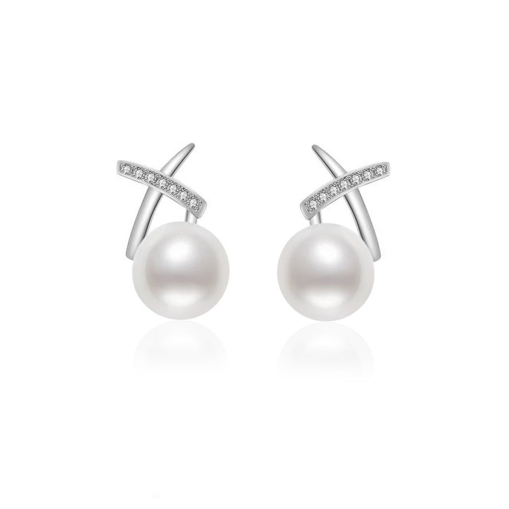 18K Solid Gold Diamond Hanadama Akoya Pearl Earrings KE00232 | X Collection