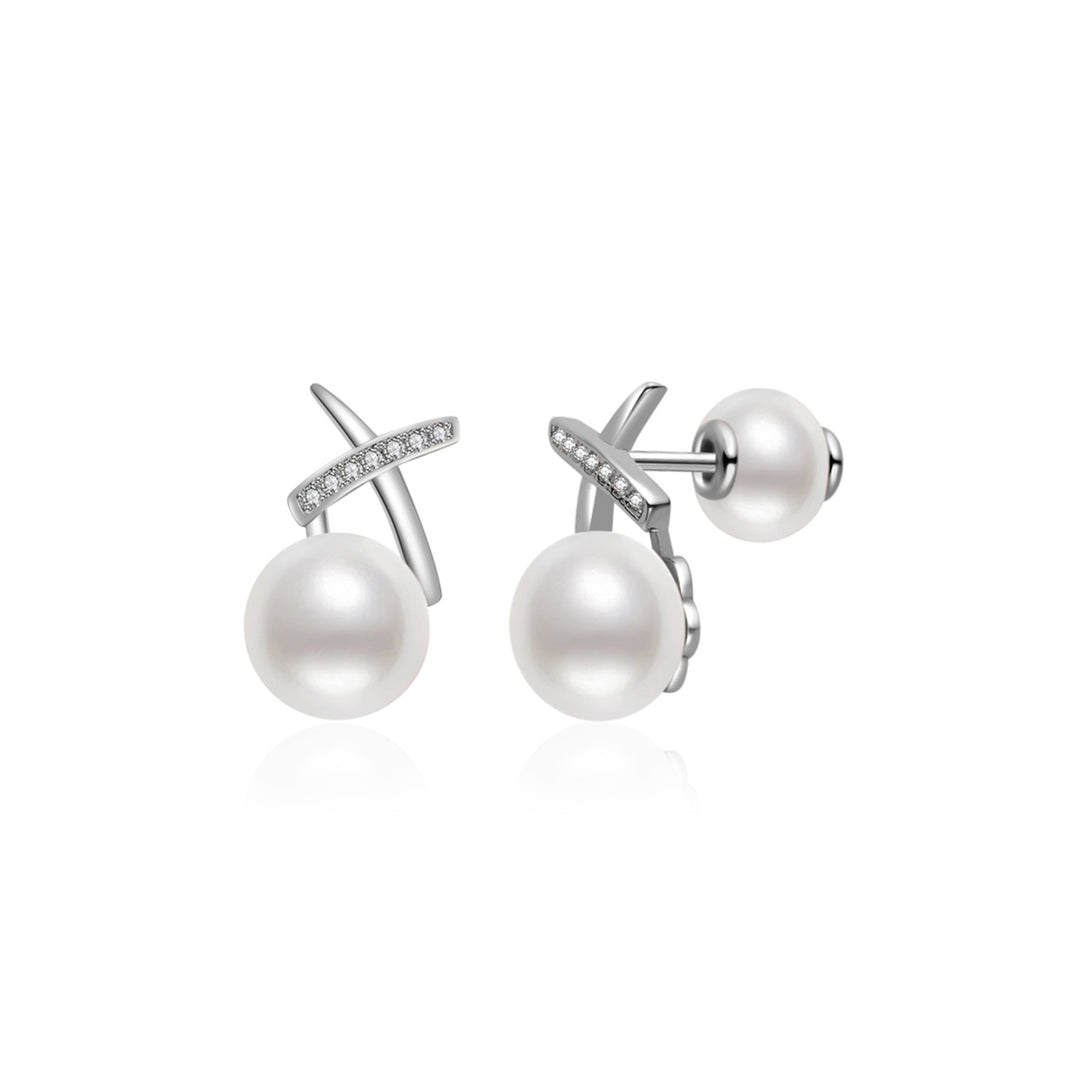 Boucles d'oreilles en perles d'eau douce WE00138 | Collection X