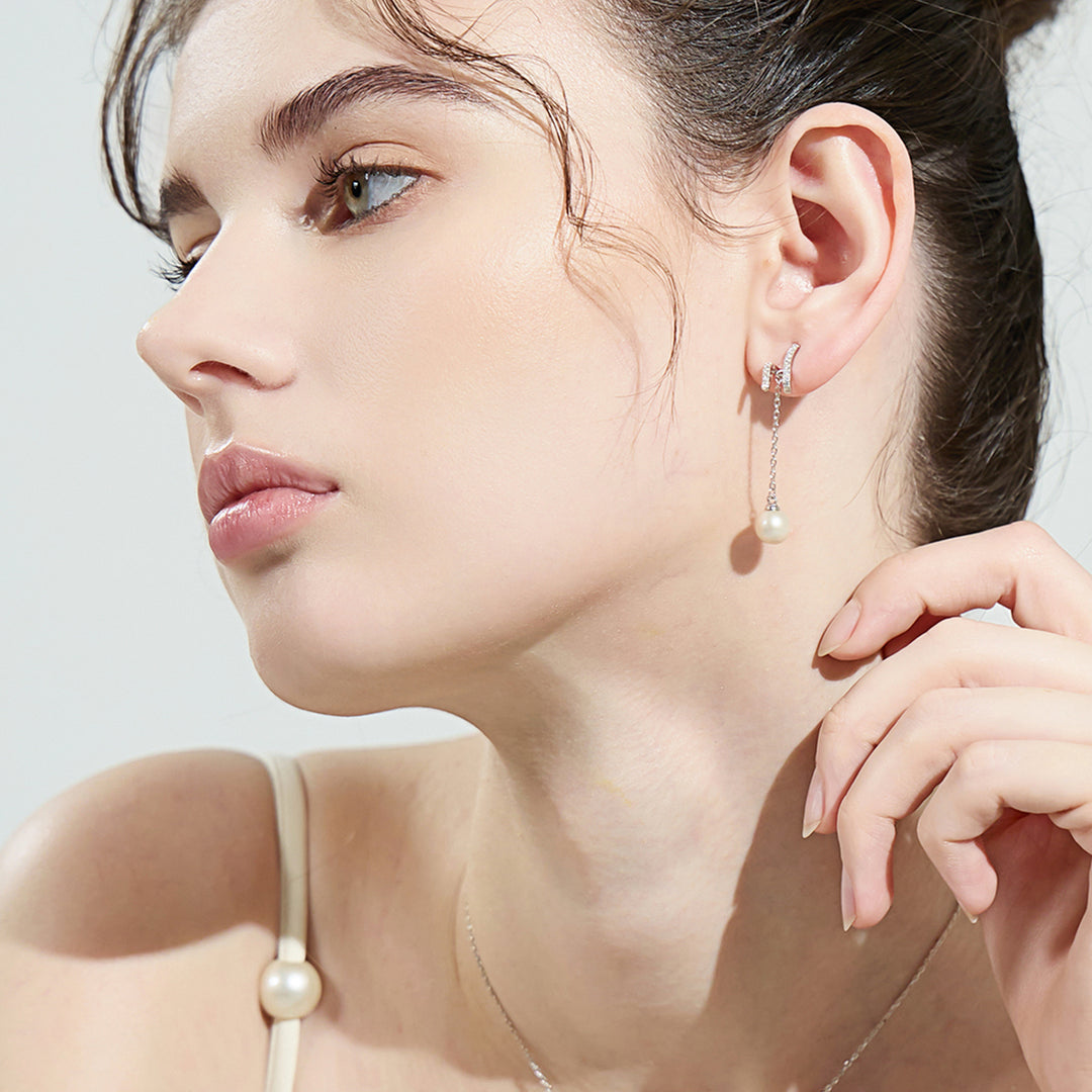 Elegante Süßwasserperlen-Ohrringe WE00141 | S-Sammlung
