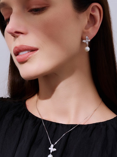 Freshwater Pearl Earrings WE00179 | BUTTERFLY