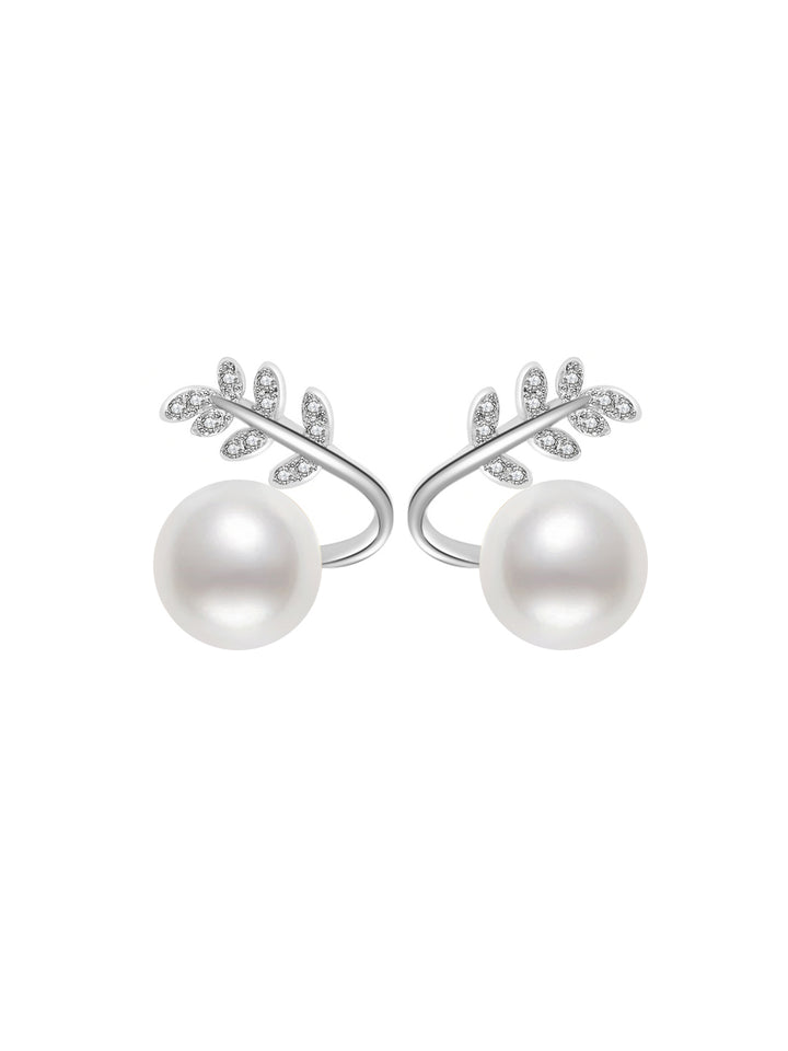 Pendientes elegantes de perlas de agua dulce WE00200