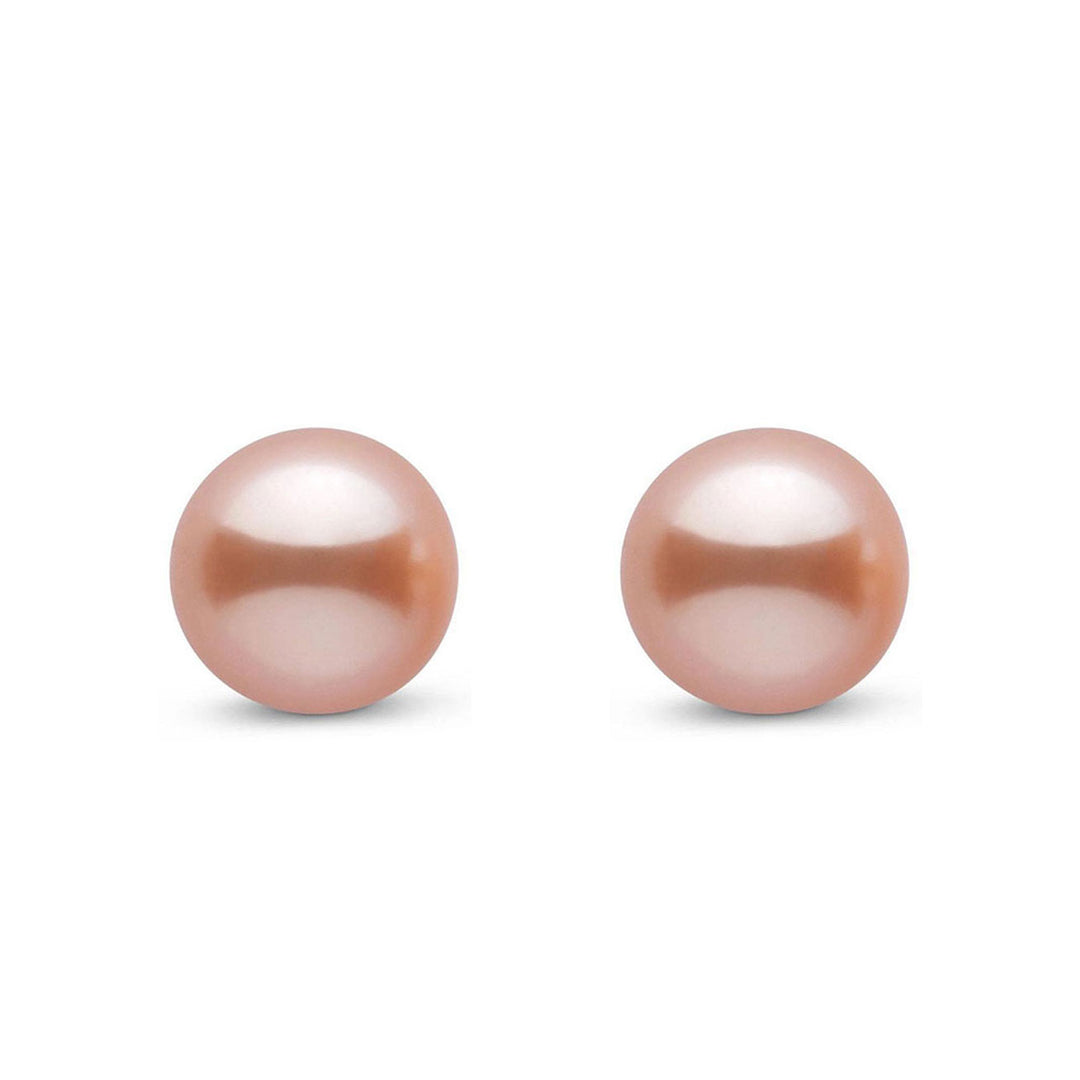 Elegant Freshwater Pink Semi Round Pearl Stud Earrings WE00208 - PEARLY LUSTRE