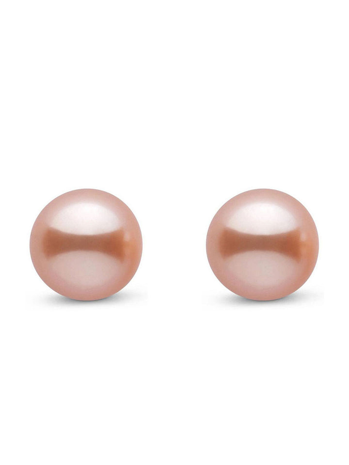 Eleganti orecchini a bottone con perle semirotonde rosa d'acqua dolce WE00208