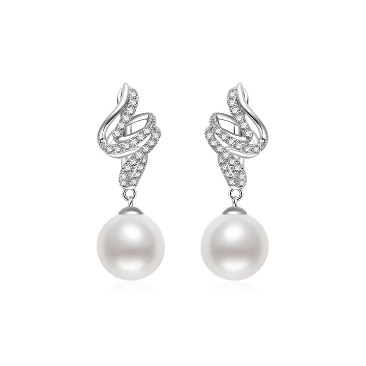 18K Diamond Hanadama Akoya Pearl Earrings KE00259 | LOVE - PEARLY LUSTRE