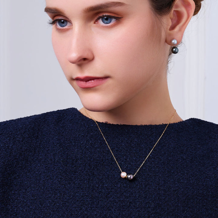 18K 純金 Akoya 和 Tahitian 珍珠項鍊 KN00371 | HARMONY