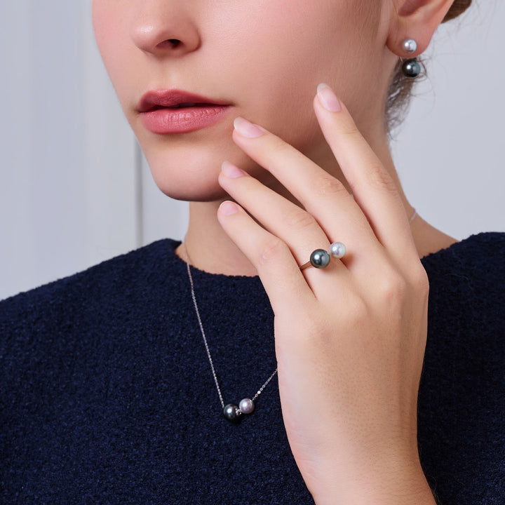 18K Gold Akoya Tahitian Pearls Ring KR00145 | HARMONY