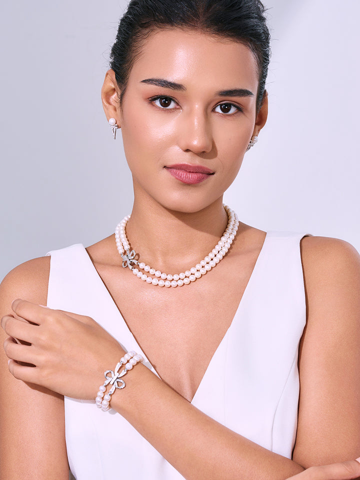 Chocker Length 2-Layer Freshwater Pearl Necklace WN00224 | RIBBON