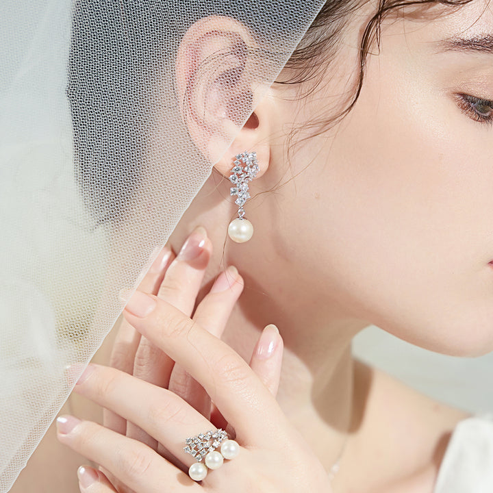 Elegant Freshwater Pearl Earrings WE00330 | CELESTE - PEARLY LUSTRE