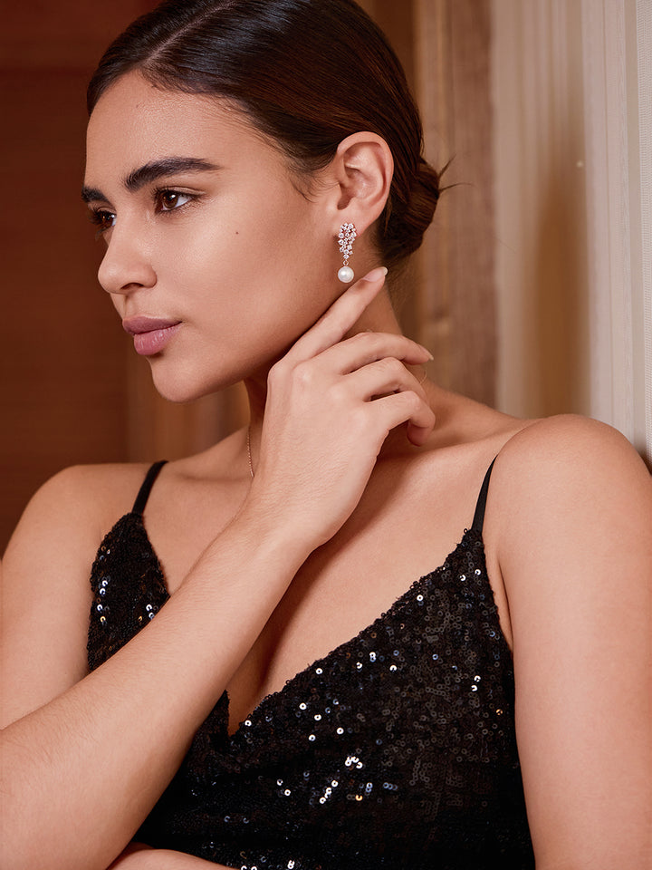 Pendientes elegantes de perlas de agua dulce WE00345 | CELESTE