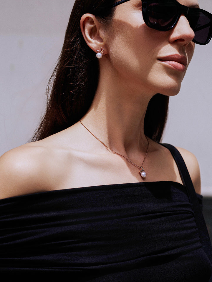 Collar de perlas de agua dulce con brillo superior WN00420 | CINTA