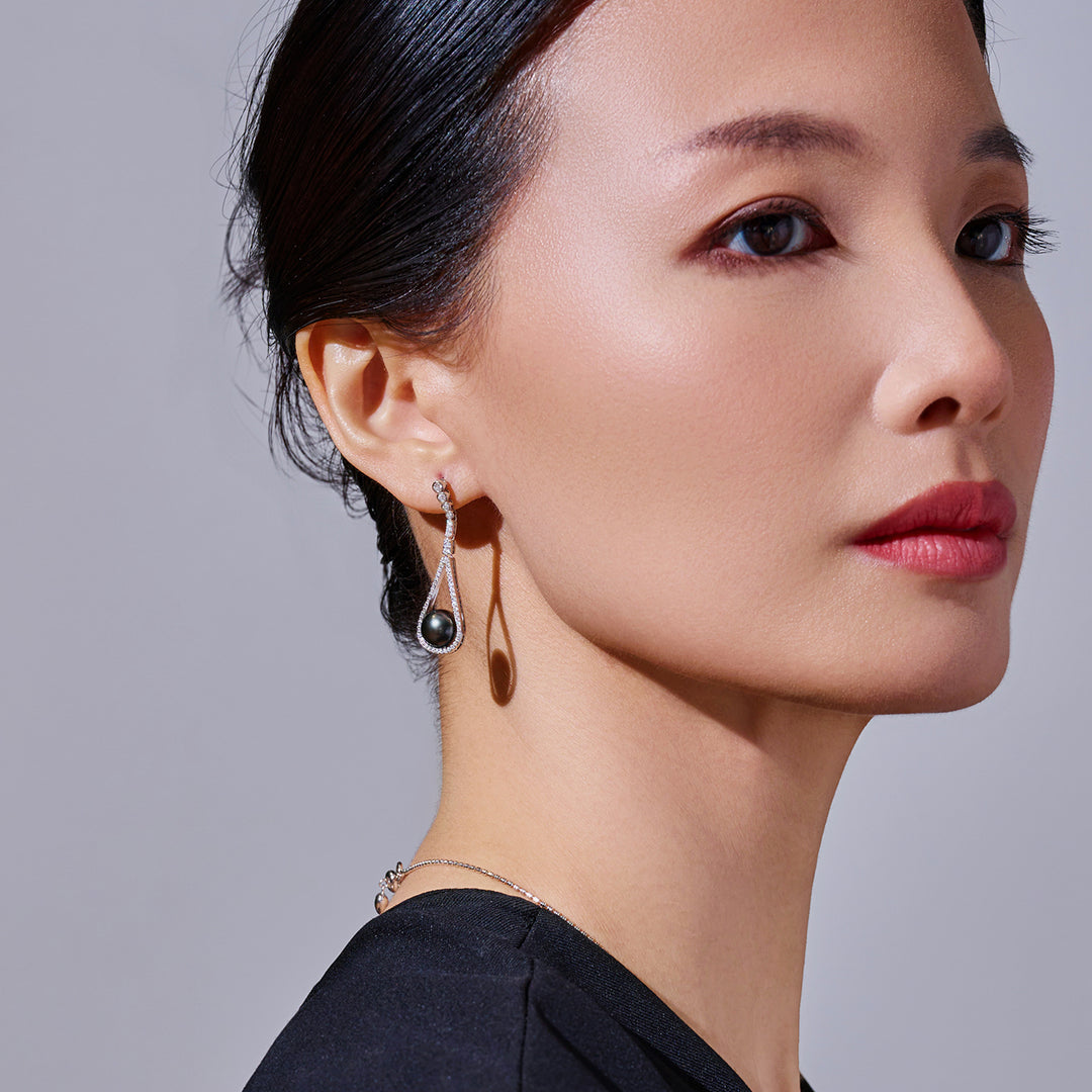 أقراط لؤلؤ المياه المالحة التاهيتية الأنيقة WE00391