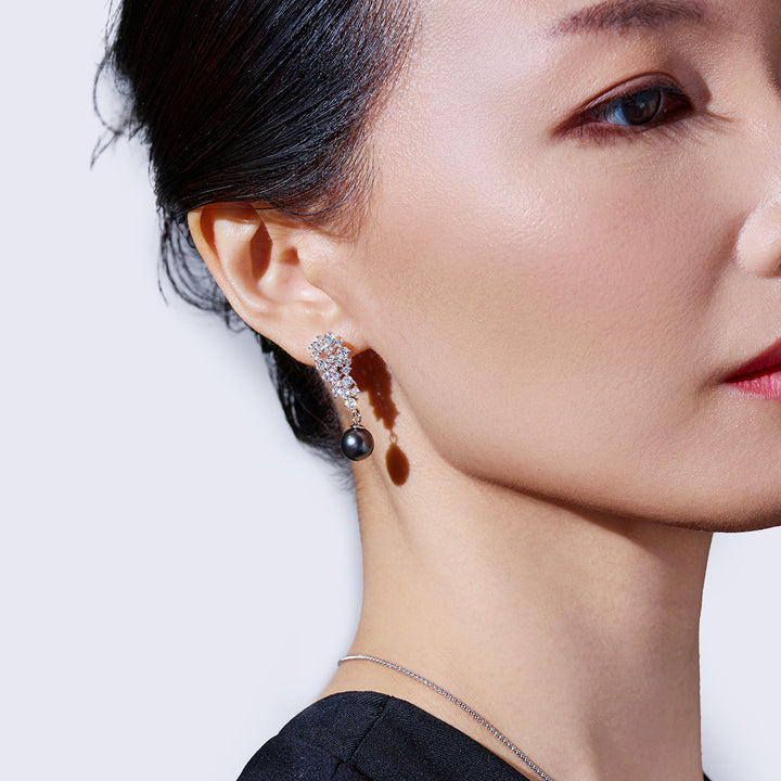 Orecchini di perle di acqua salata di Tahiti del New Yorker WE00394