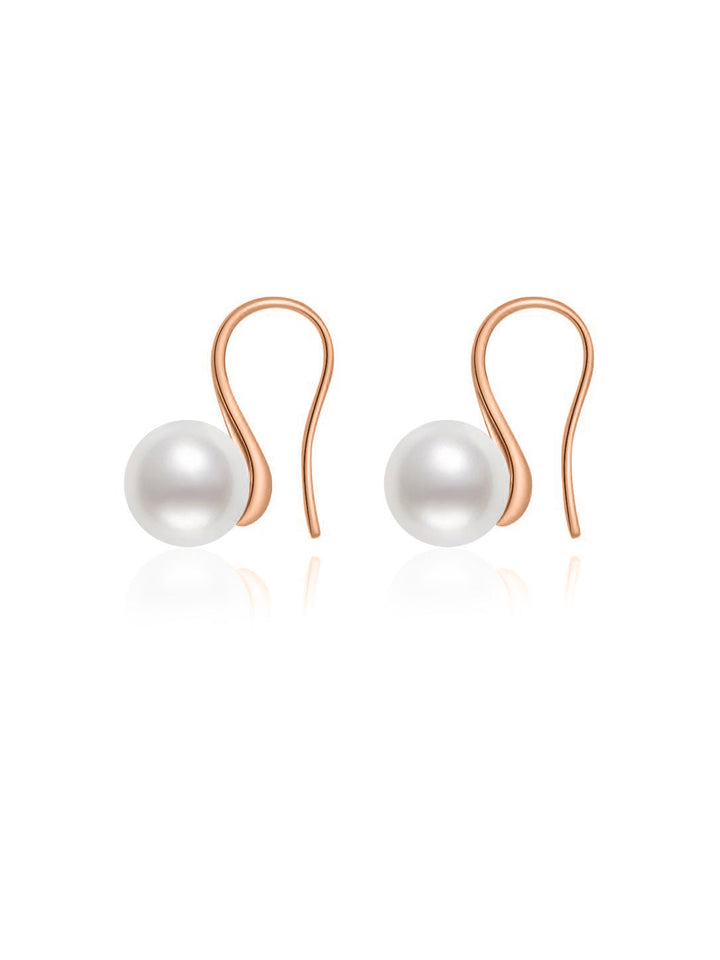 Pendientes elegantes de perlas redondas de agua dulce WE00483