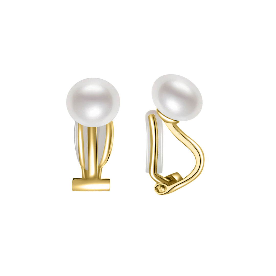 优雅淡水珍珠夹式耳环 WE00496
