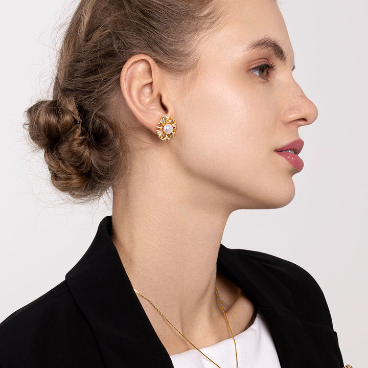 Elegant Freshwater Pearl Earrings WE00281 | GARDENS - PEARLY LUSTRE