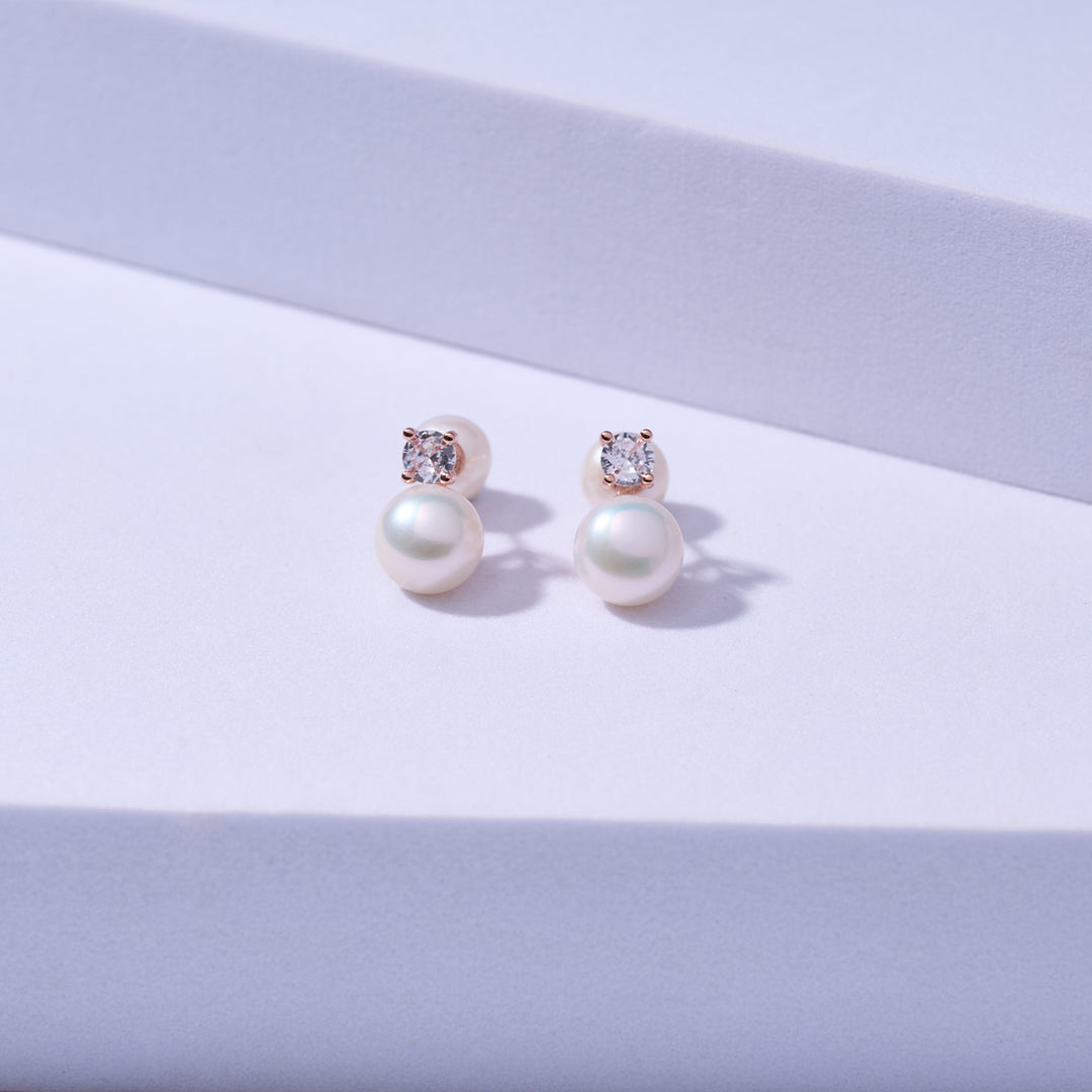 Elegant Freshwater Semi Round Pearl Earrings WE00364 - PEARLY LUSTRE