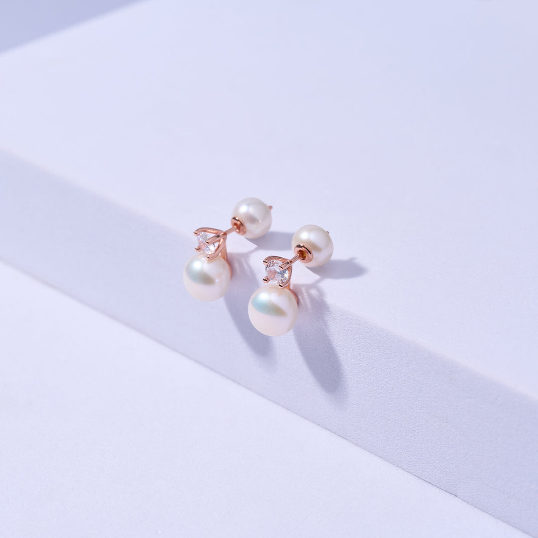 Elegant Freshwater Semi Round Pearl Earrings WE00364 - PEARLY LUSTRE