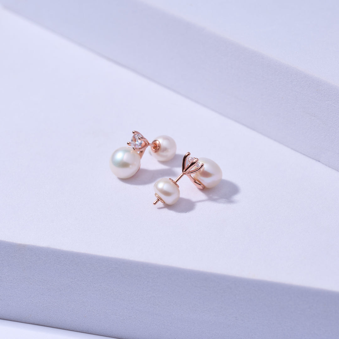 Elegant Freshwater Semi Round Pearl Earrings WE00364 - PEARLY LUSTRE