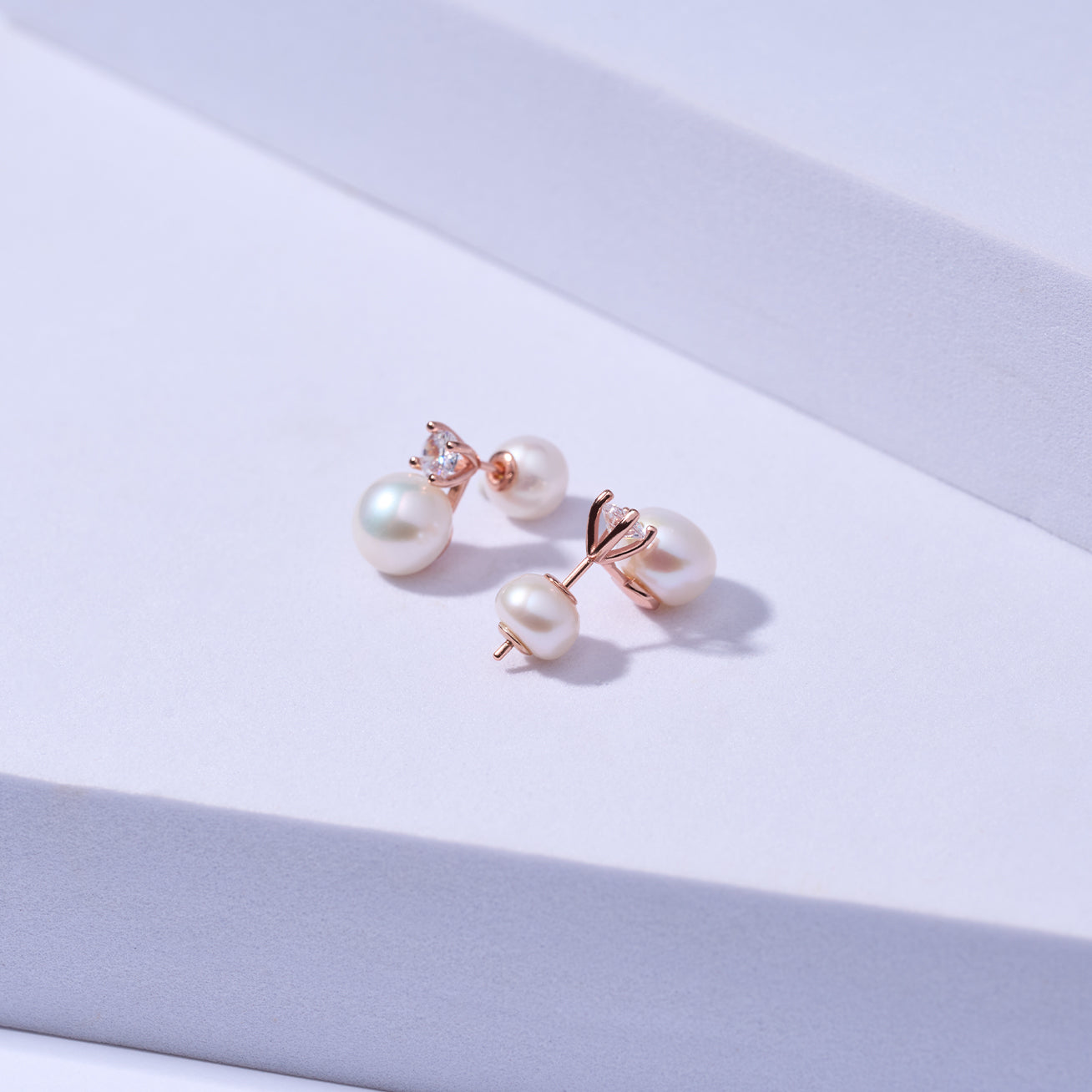 Elegant Freshwater Semi Round Pearl Earrings WE00364 - PEARLY LUSTRE