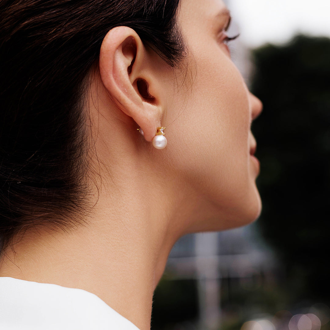 18K Gold Hanadama Akoya Pearl Earrings KE00108 - PEARLY LUSTRE