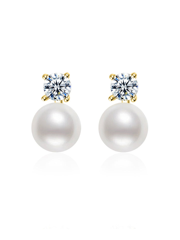 優雅淡水圓形珍珠耳環 WE00542