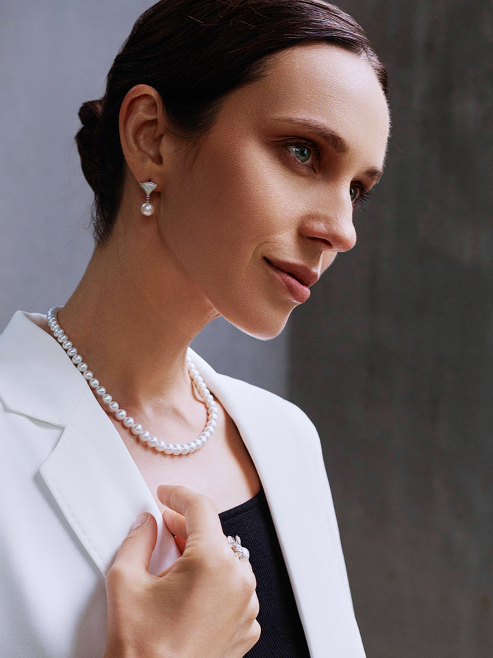 Collier de perles Aurora HANADAMA Akoya en or 18 carats de qualité supérieure KN00025