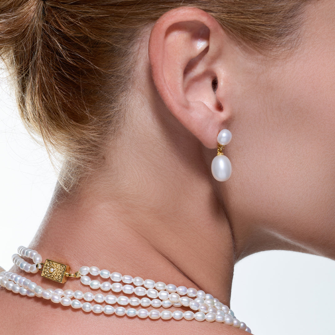 优雅淡水珍珠耳环 WE00560