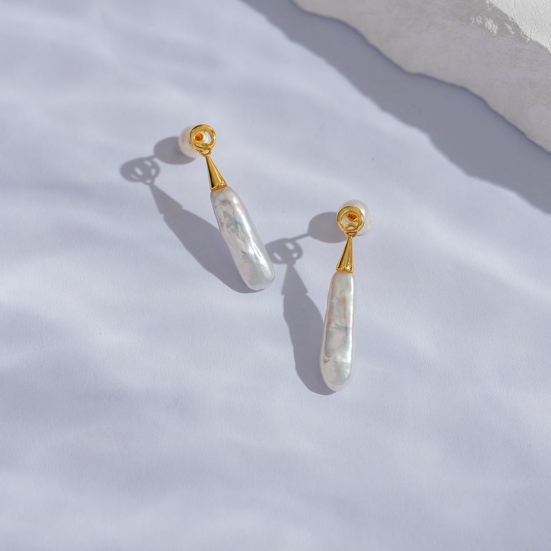 Baroque Freshwater Pearl Earrings WE00579 - PEARLY LUSTRE