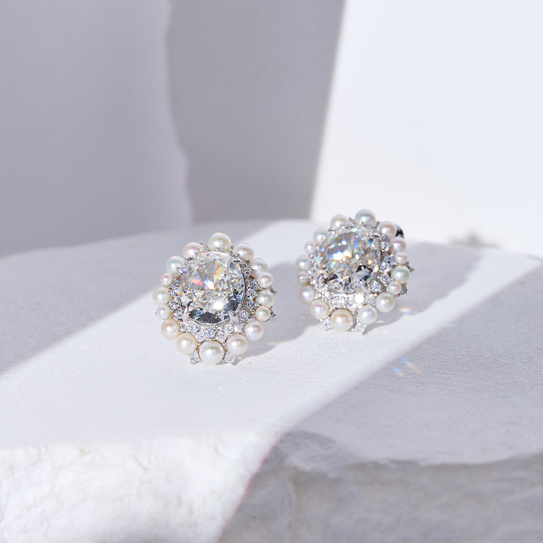 Pendiente de perlas de agua dulce de grado superior WE00590 | CELESTE