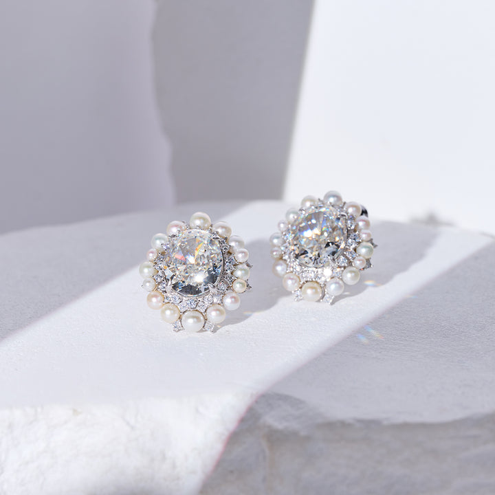 Pendiente de perlas de agua dulce de grado superior WE00590 | CELESTE