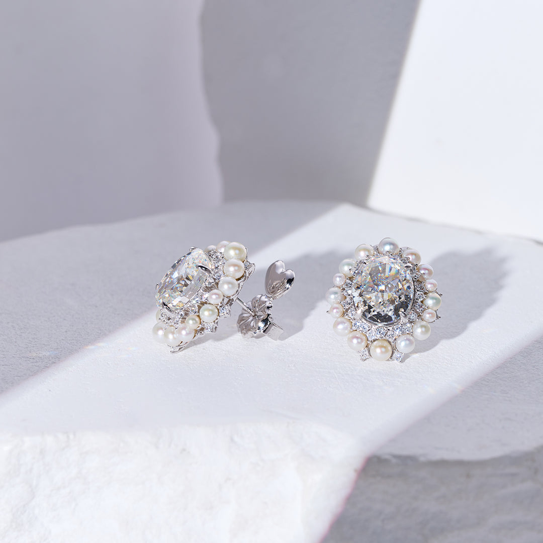 Pendiente de perlas de agua dulce de grado superior WE00590 | CELESTE