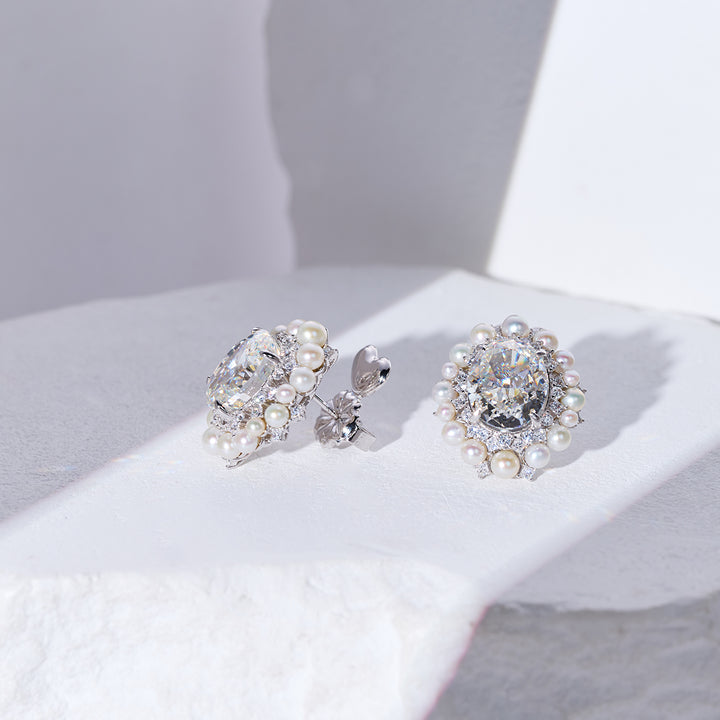 Pendiente de perlas de agua dulce de grado superior WE00590 | CELESTE