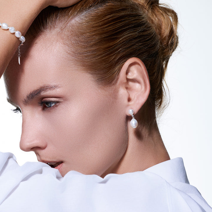 Anting-anting Mutiara Air Tawar yang Elegan WE00596