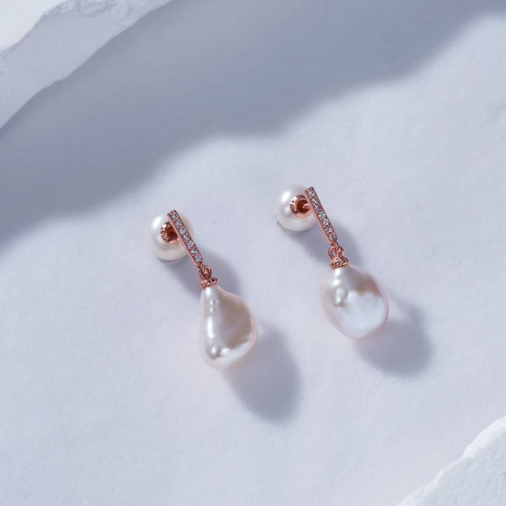Elegant Keshi Freshwater Pearl Earrings WE00600 - PEARLY LUSTRE