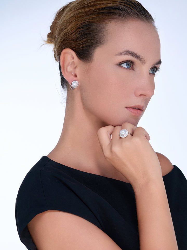 Pendientes de perlas de agua dulce con clip WE00602