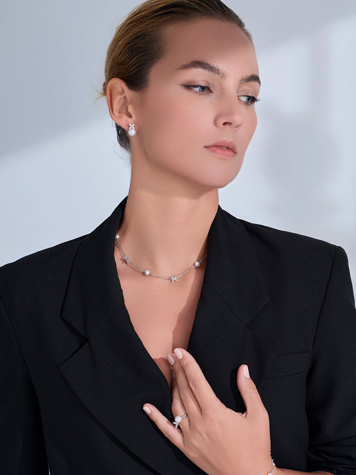Collar de perlas de agua dulce de primera calidad WN00563 | HOJA ETERNA