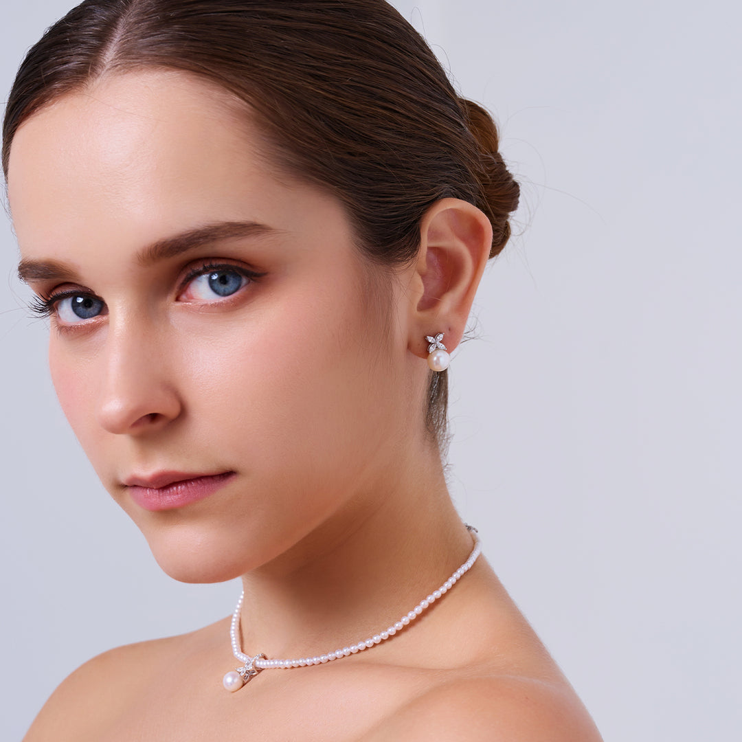 Orecchini di perle d'acqua dolce di grado superiore WE00619 | EVERLEAF