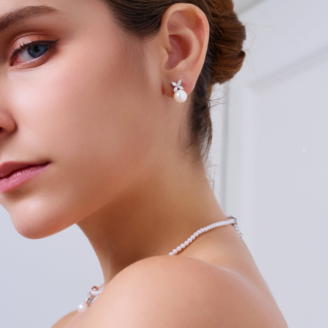 Orecchini di perle d'acqua dolce di grado superiore WE00619 | EVERLEAF