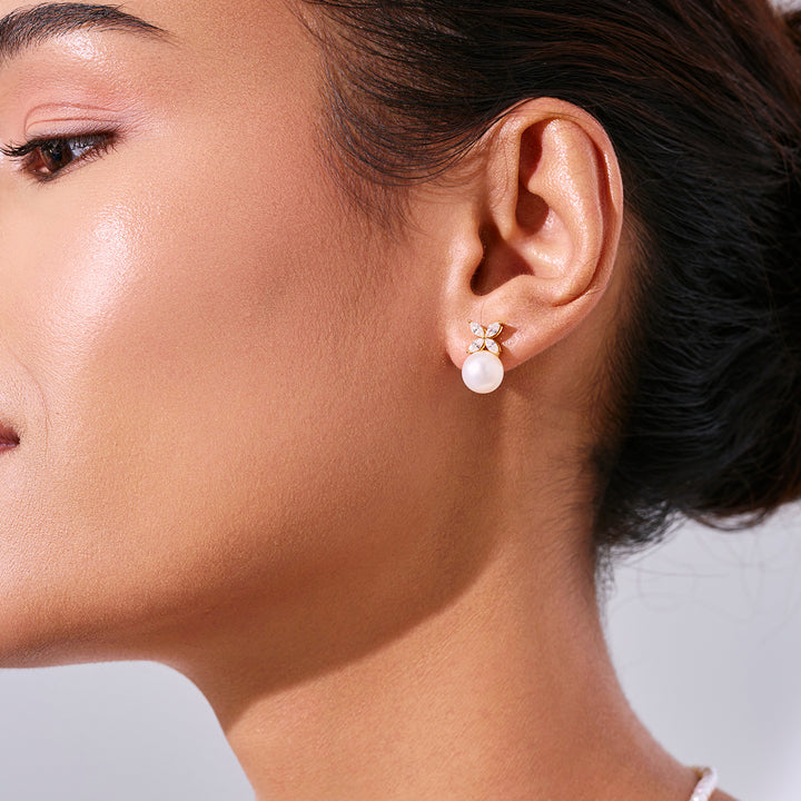 Orecchini di perle d'acqua dolce di grado superiore WE00620 | EVERLEAF