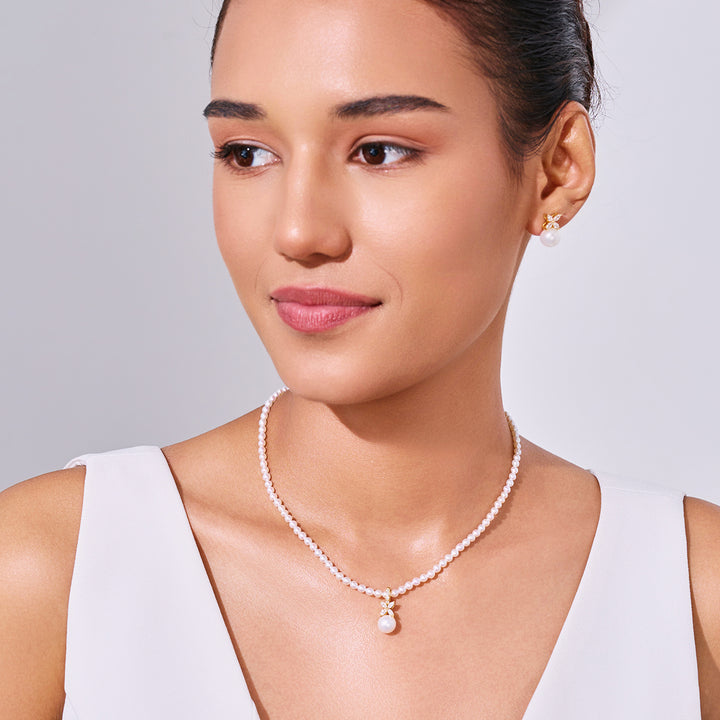 Top Grade Freshwater Pearl Necklace & Earrings Set WS00115 | EVERLEAF