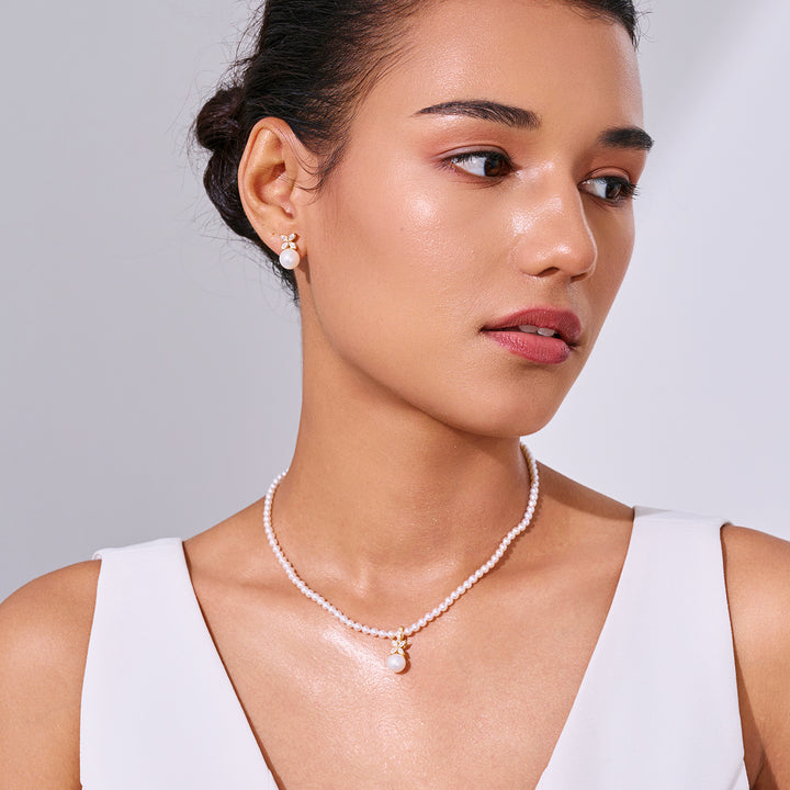 Top Grade Freshwater Pearl Necklace & Earrings Set WS00115 | EVERLEAF