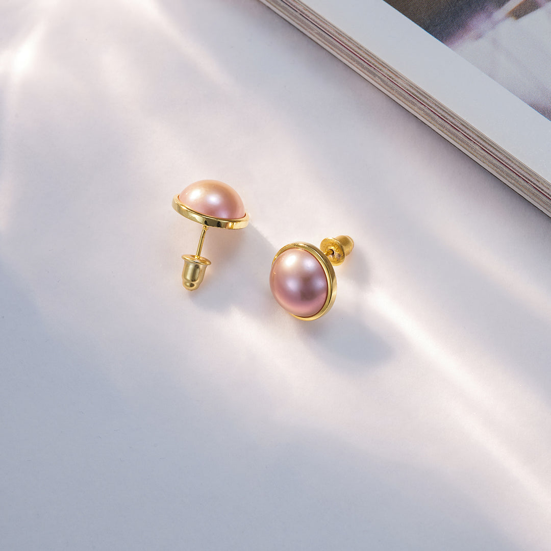 Edison Purple Mabe Pearl Earrings WE00638 - PEARLY LUSTRE