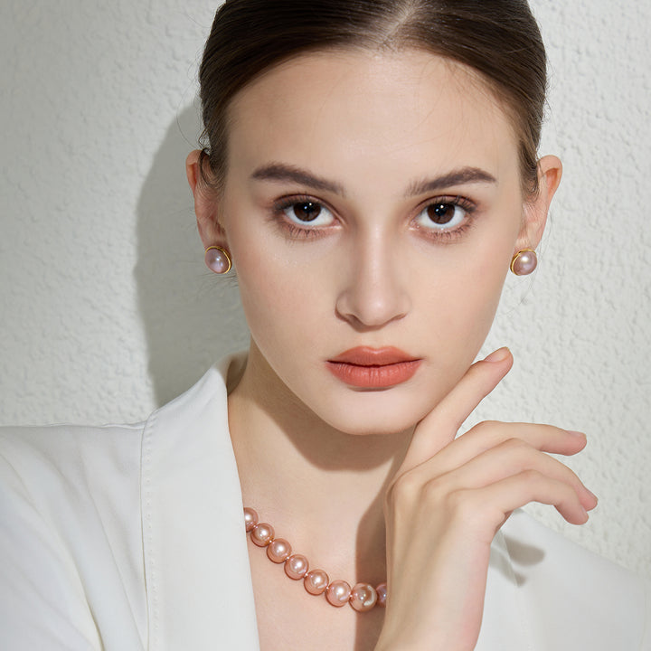 Edison Purple Mabe Pearl Earrings WE00638 - PEARLY LUSTRE