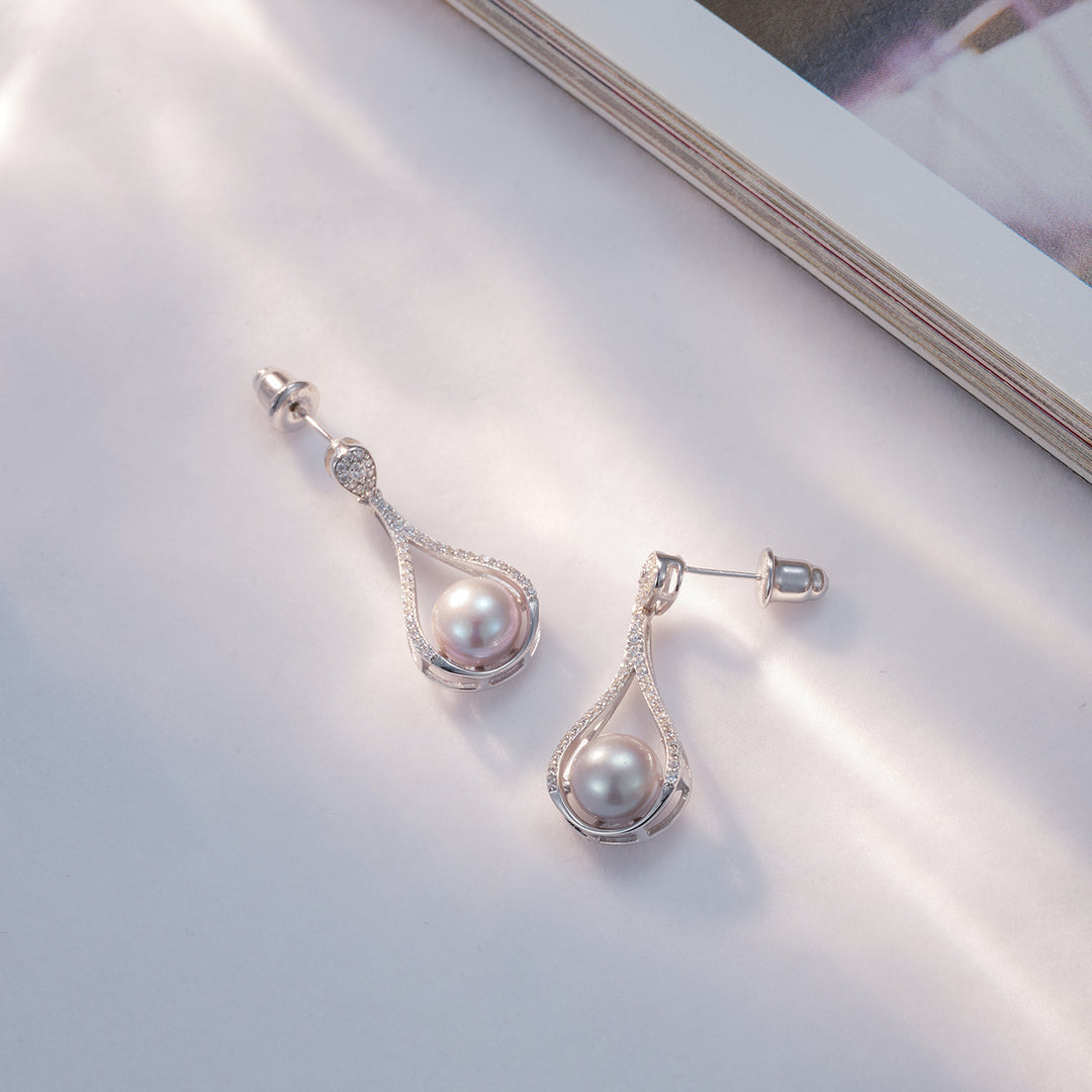 Elegant Freshwater Pearl Earrings WE00639 - PEARLY LUSTRE